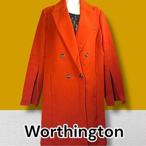 Vintage Worthington Women's Vibrant Orange Trench Coat